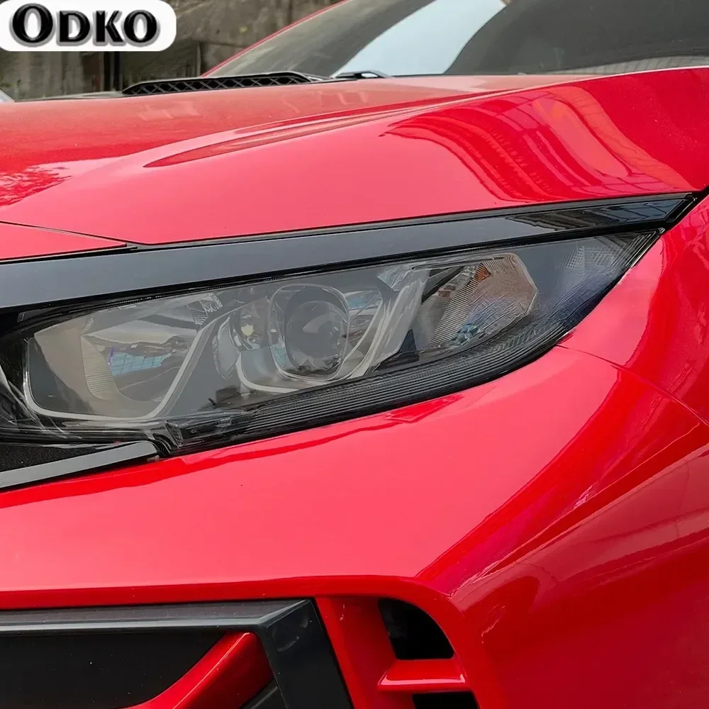 

Car Headlight Protective Tint Film Smoke Black Transparent TPU Transparent Sticker For Honda Civic 10th Gen FC/FK 2016-2021 2pcs