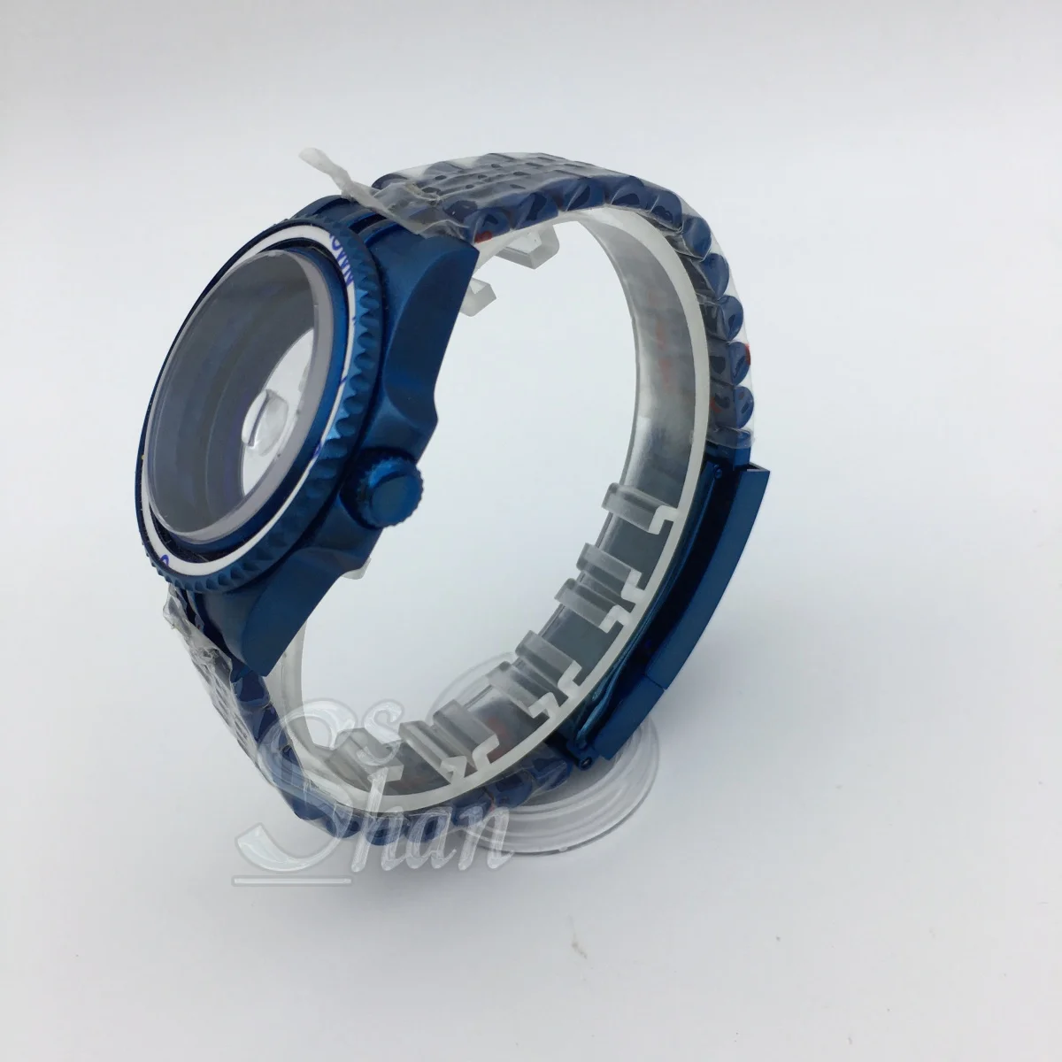 Caja y correa de cristal de zafiro resistente al agua azul de acero inoxidable de 40mm, adecuada para el movimiento NH35 NH36 NH34 Miyota ETA PT5000
