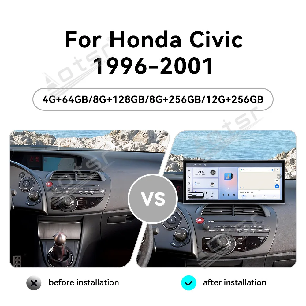 CarPlay 15.8’’ Android 15 For Honda Civic   1996-2001  Car gadgets Car GPS Carmedia Navigation HD Screen Multimedia Player Head