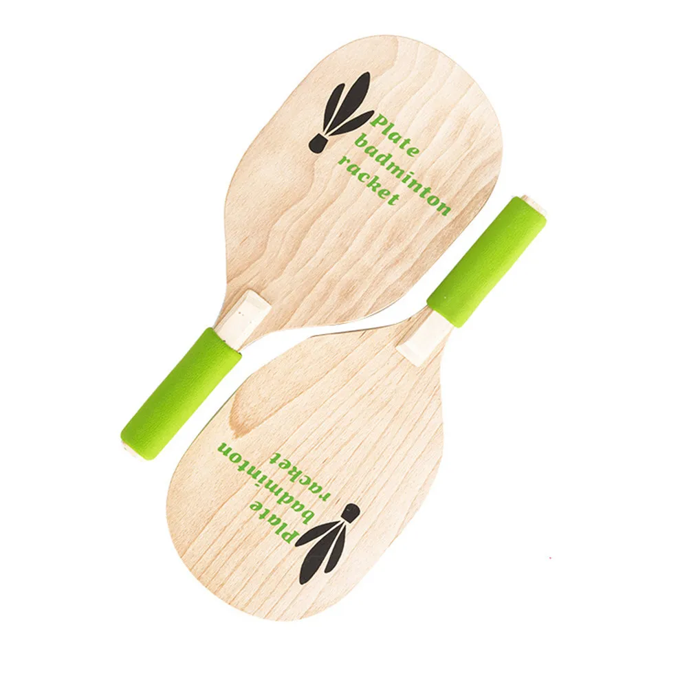 

2Pcs Wooden Badminton Racquet Set Smooth Finish Maple Wood Easy Carry Lightweight Beach Paddle for Family Games Park School