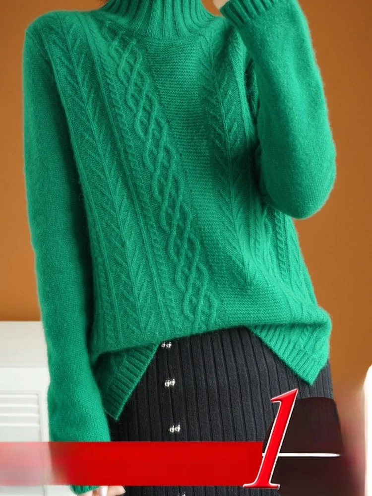 

Faionable Thiened Ladies Knitted Sweater Autumn Winter Loose Fit Overhead Base Layer Trendy Color Commute Sle