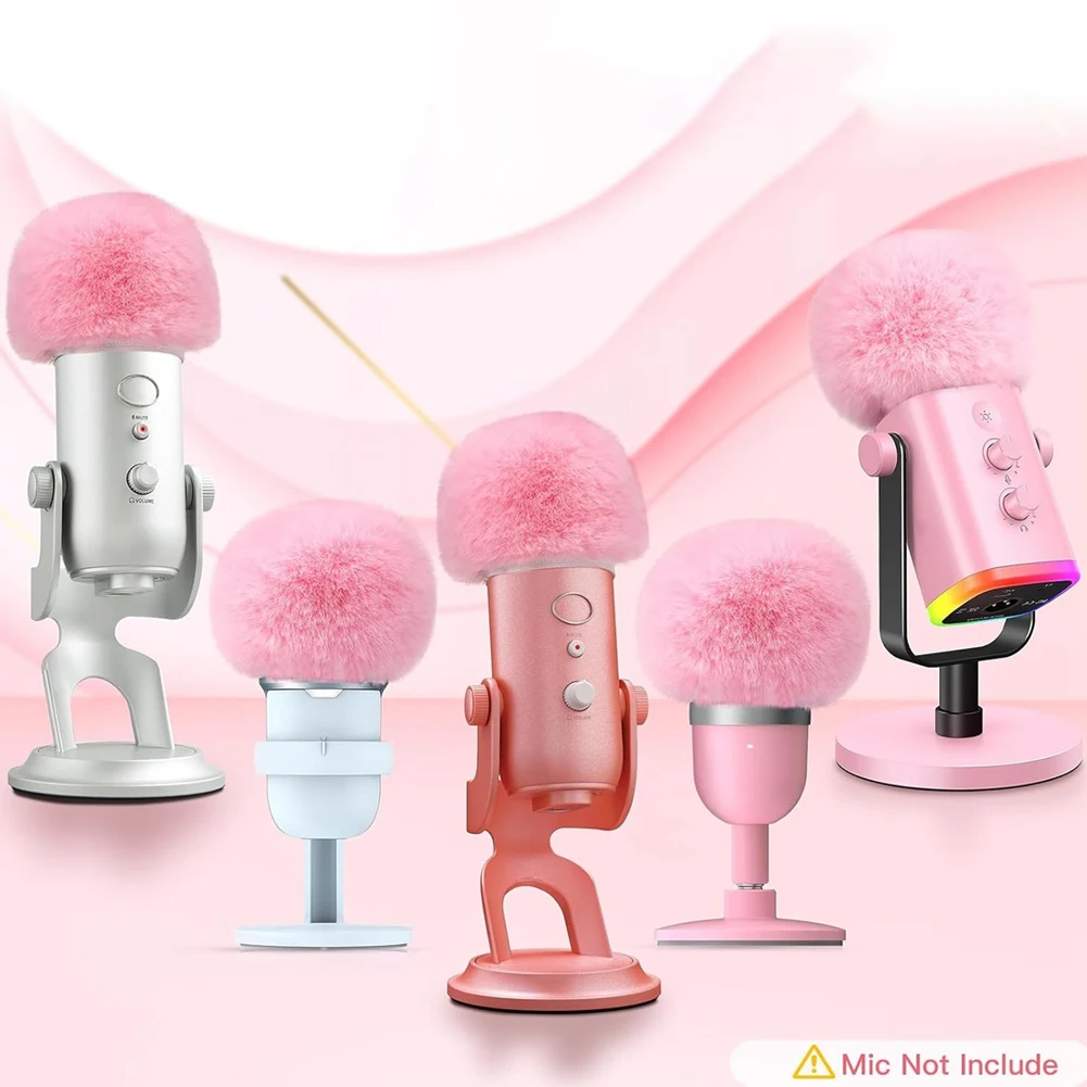 Nova capa de espuma de microfone para microfone yeti azul, capa de espuma de microfone com pára-brisas peludo para zealsound k66 rosa