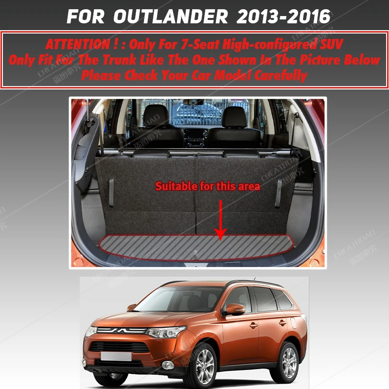 Car trunk mat for Mitsubishi Outlander Seven seats 2013 2014 2015 2016 cargo liner carpet interior accessories cover