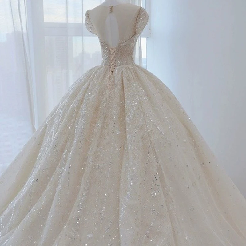 2024 New Princess Sweetheart Wedding Dress For Women Ivory Glitter Skirt Sleeveless Court Train Vintage Bride Bridal Ball Gown