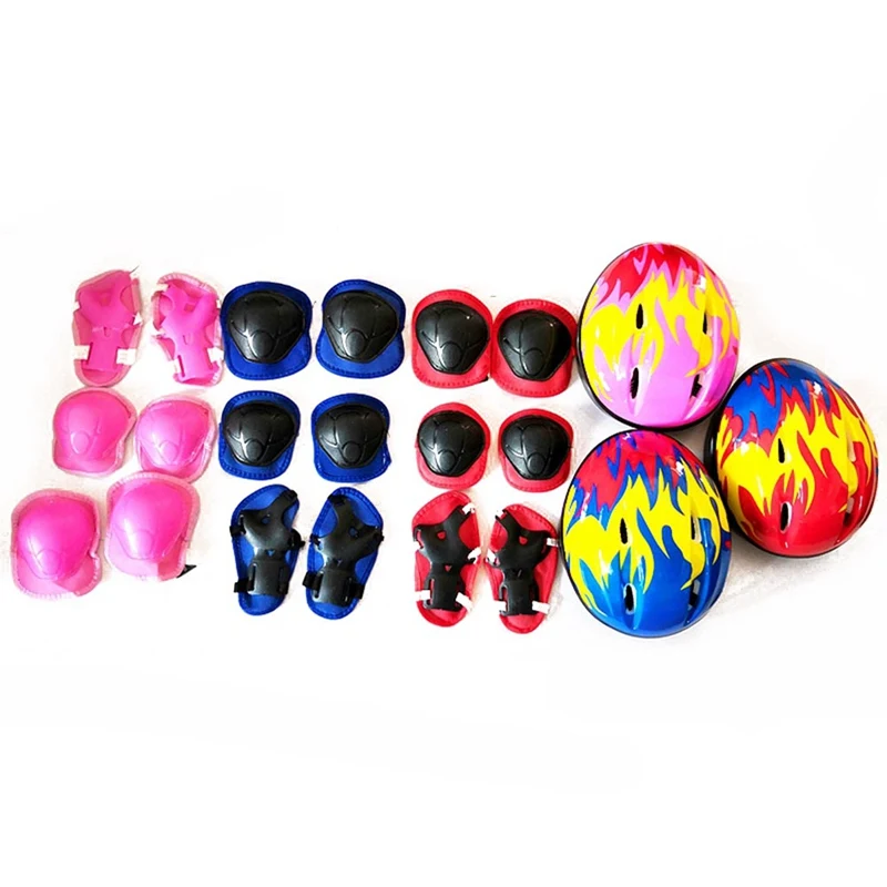 7Pcs Bicycle Helmet Set Cycling Protective Gear Skiing Skating Knee Wrist Guard Sports Roller Kids Skateboarding Elbow Pads