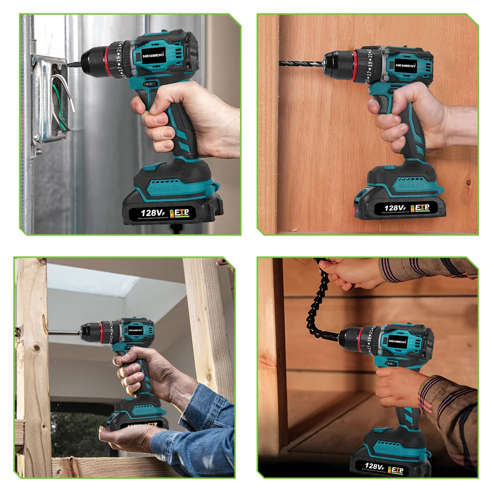 NEWBENY 80N.M 25 + 3 Drehmoment Bürstenlosen Bohrmaschine 3IN1 Akkuschrauber Holzbearbeitung Power Tool Für Makita 18V Batterie pin – Detail 11