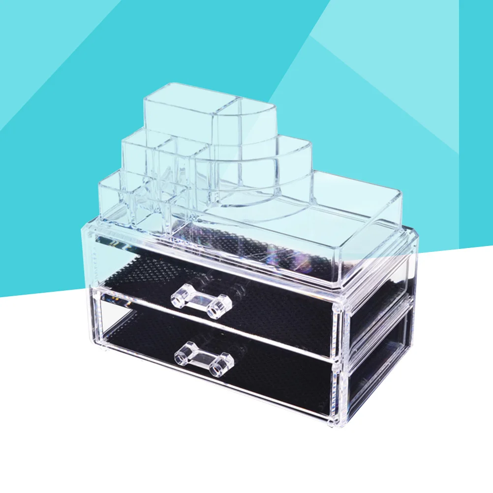 

3 Tier Clear Makeup Storage Box Stackable Cosmetics Organizer Large Drawers Lipstick Rack Countertop Makeup Organizer Countertop