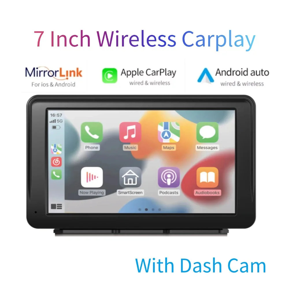 

7 Inch Car Radio Multimedia With Dash Cam WIFI Video Player Wireless Carplay & Android Auto for Apple Or Android MP5 Player