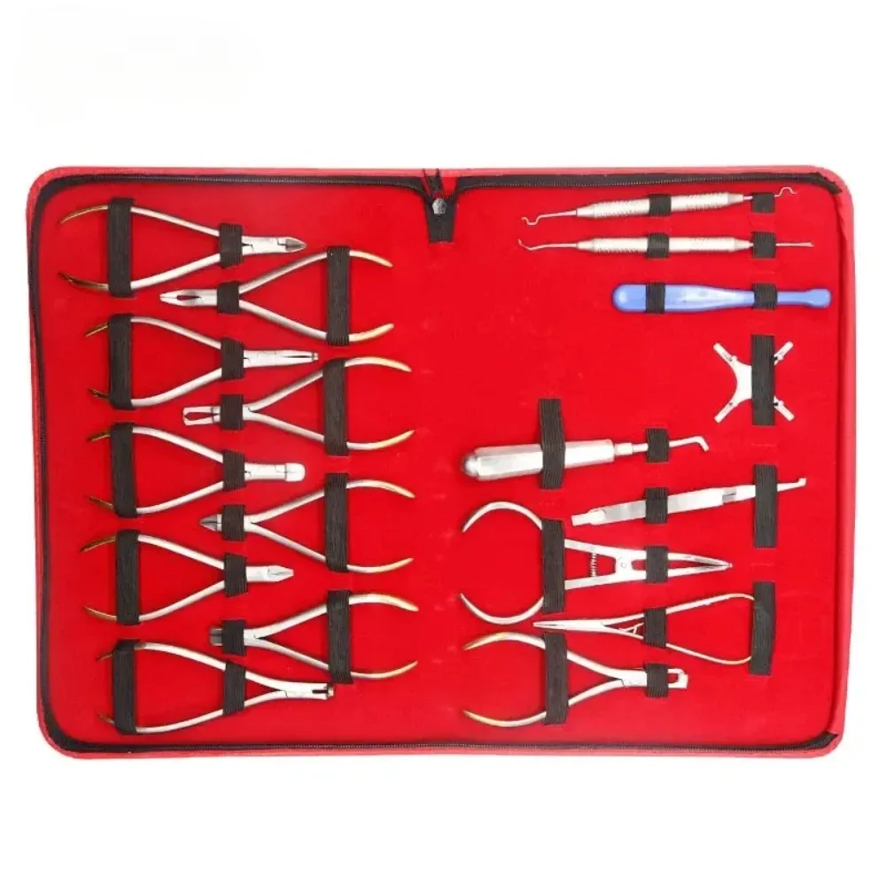 

Dental Orthodontic 18-piece set Orthodontic tool set Dentist Orthodontic complete set of stainless steel dental instruments.