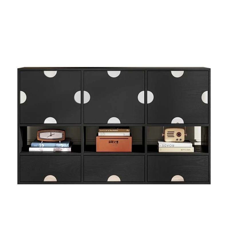 

Solid wood locker, living room display case, storage side cabinet, designer medieval black locker