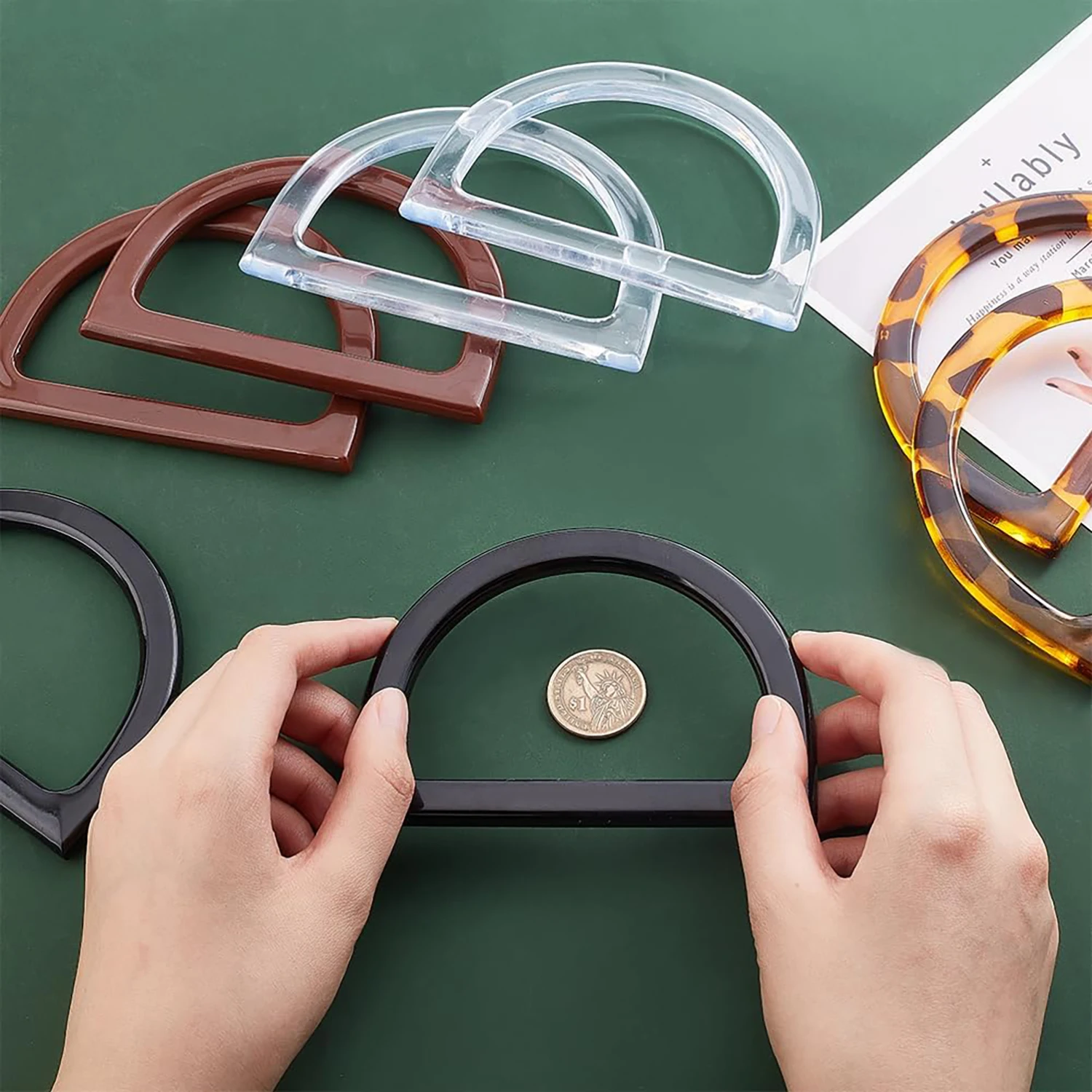 หูหิ้วกระเป๋าทรงตัว D จำนวน 2-8 ชิ้น สำหรับเปลี่ยนหูหิ้วกระเป๋าถือ ทำจากวัสดุสำหรับถักโครเชต์ กระเป๋าชายหาดฤดูร้อน กระเป๋าฟาง DIY อุปกรณ์เสริม