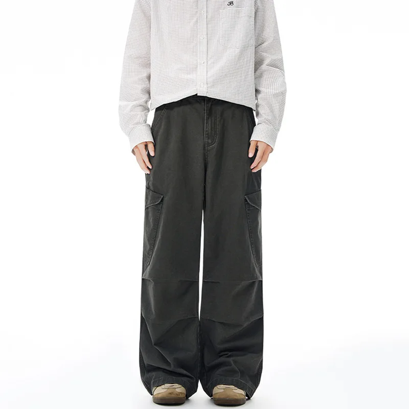 

Осень и зима, новые потертые хлопковые десантники-карго для мужчин и женщин, модные брендовые широкие брюки длиной до пола в ленивом стиле