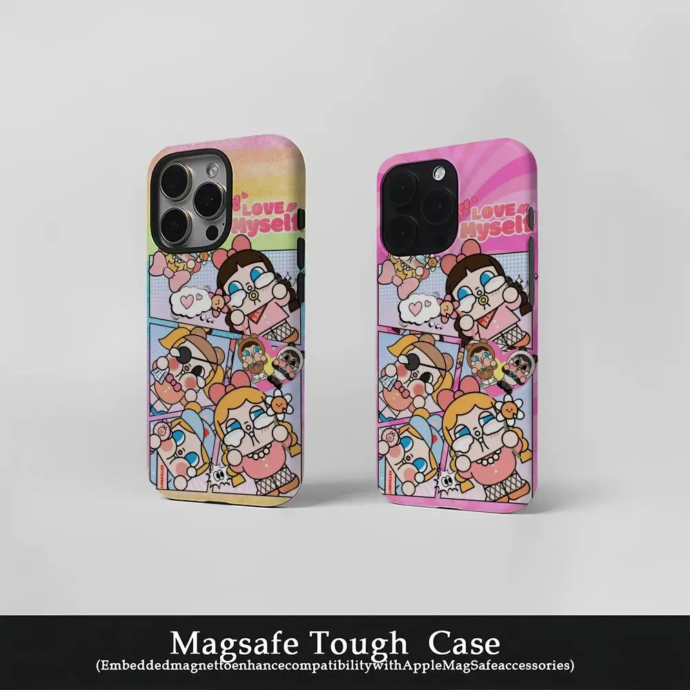 

C-Crybaby Cartoon Phone Case Film Korean INS for iPhone 16 15 14 13 12 11 Pro Max Plus Luxury Magnetic Double-layer Cover