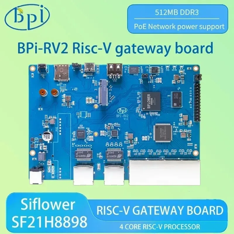 Banana Pi BPI-RV2 Siflower SF21H8898 Processador RISC-V de 4 núcleos 512 MB DDR3 16 MB SPI NOR flash RTC Risc-V Gateway Board