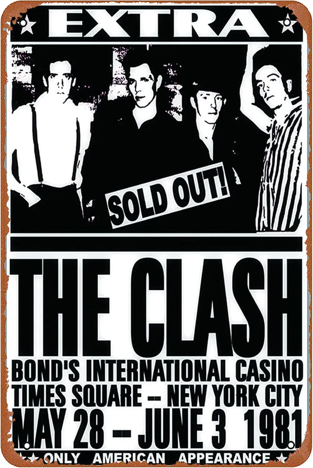 Clash (1981) Rock Plaque Poster Metal Tin Sign ; Vintage Retro Wall Decor