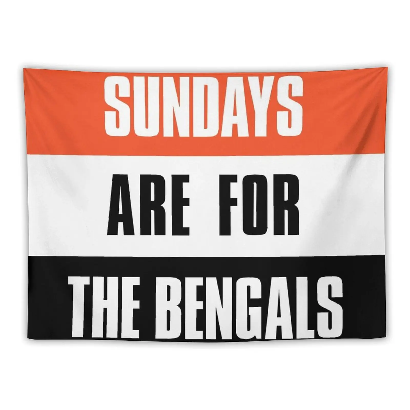 Sundays are for The Bengals, Cincinnat Football Fans Tapestry Art Mural Bathroom Decor Home Decorators Tapestry