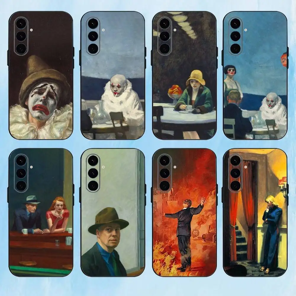 

A-Art E-Edward H-Hopper Phone Case For Samsung Galaxy A73,A72,A71,A70,A53,A52,A51,Others Soft Black Cover