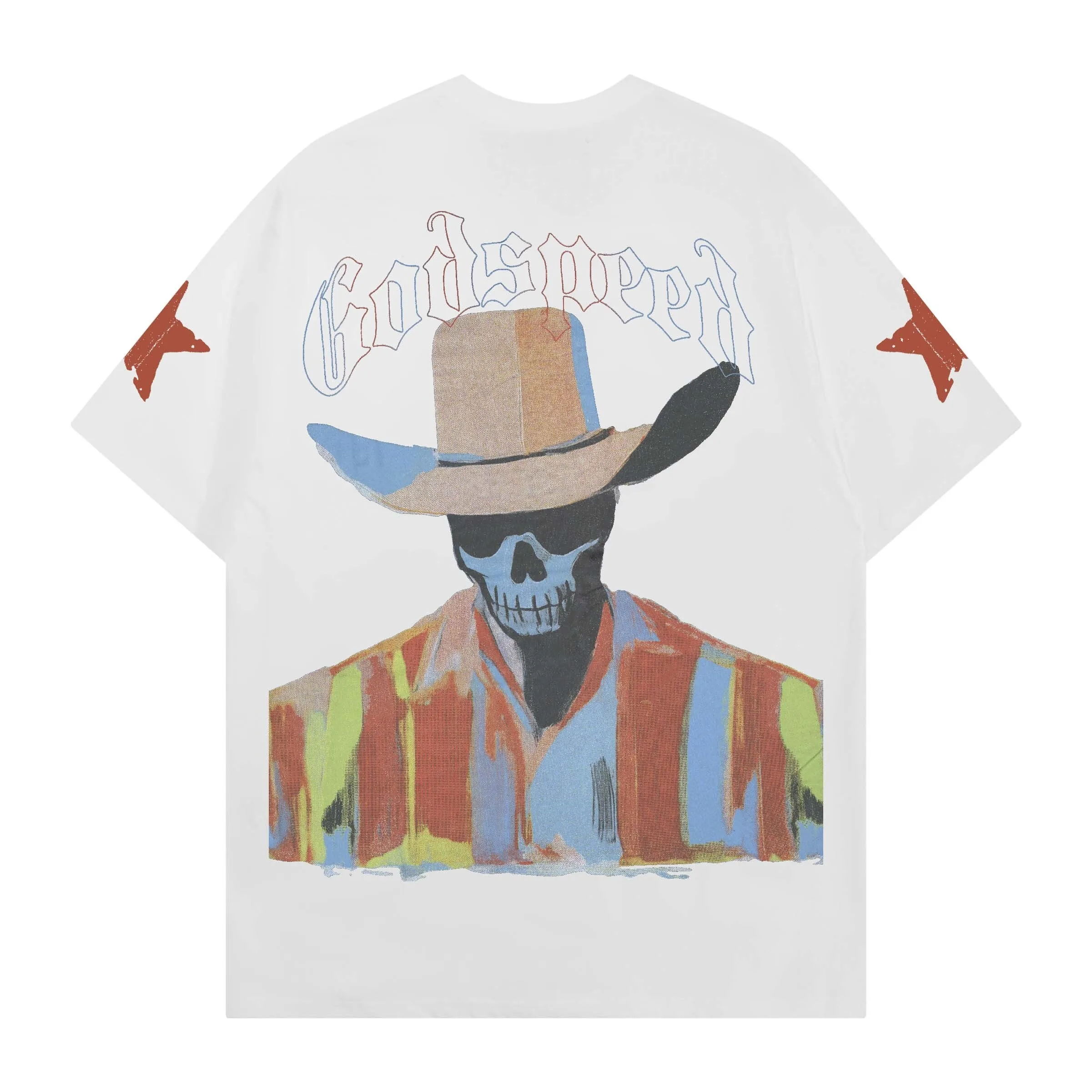 Godspeed American Style Skeleton Print T-Shirt Loose Fit High Quality Heavyweight Double Thread Pure Cotton Short Sleeve