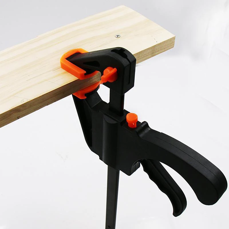 New【Tool DIY Adjustable Hand Woodworking Spreader 4 Inch Clip Kit Quick Ratchet Release F Clamp Speed Squeeze Work Bar Clamp】