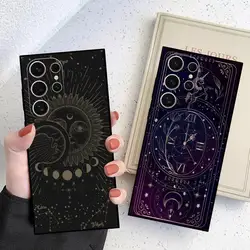 Sun, Moon and Star Phone Case For Samsung Galaxy S24 S23 S22 S21 S20 Ultra FE Plus M55 M54 Black Case Cover