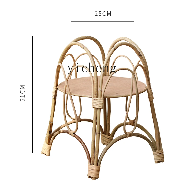 ZC Rattan Flower Stand Creative Shelves Floor-Standing Decorations Jardiniere Living Room Balcony Coffee Shop B & B