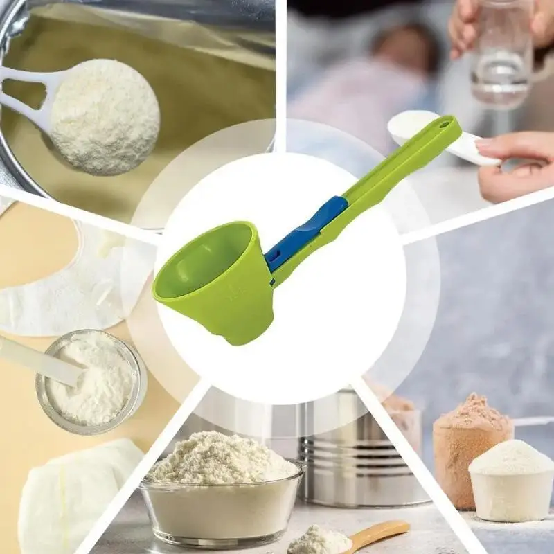 @*Protein Powder Scoop Mess-Free Sliding Funnel Food Grade for Milk Whey Supplements Student Office Fitness Use
