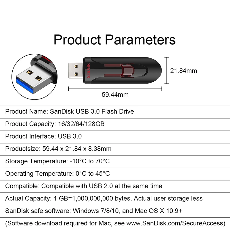 Sandisk Pendrive 128gb 64gb 32gb 256gb USB Flash Drive 32 64 128 16 GB Pen Drive 3.0 USB Stick Disk on Key Memory for Phone