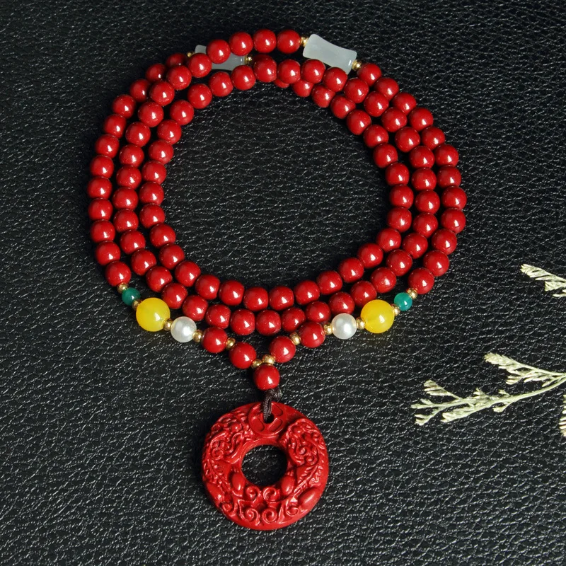Purple gold pendant with hanging cord, cinnabar double Pixiu peace ring, eight treasures lotus necklace, promotional gi