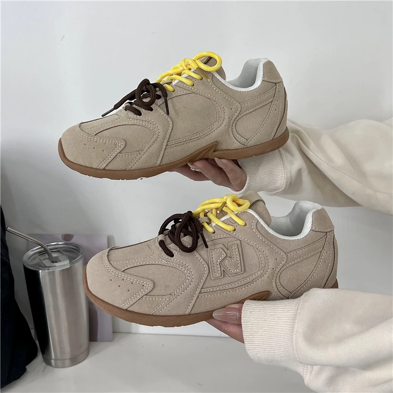 2024 Track Trainers Shoes Lace Up Cozy New Women Vulcanize Footwear Vintage Mixed Colors Ladies Casual Sneakers Spring Autumn