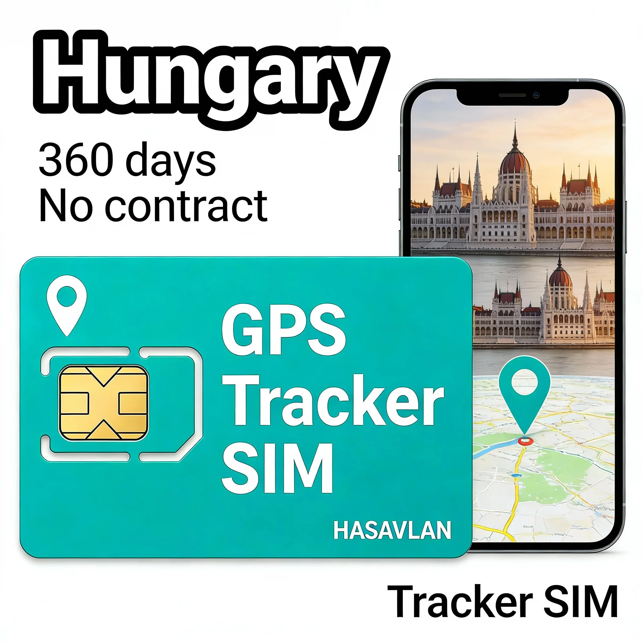 Tracker SIM free Hungary – nano/micro/standard 2G/3G/4G LTE IoT roaming no contract 360MB/360 days for GT06 C09 Model etc.