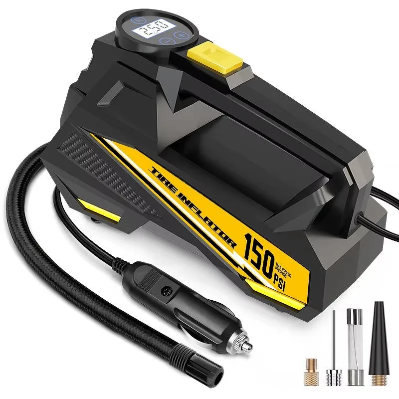 12V 150PSI Corded Portable Car Air Pump Upgraded Electric Tire Inflator Pump Motorcycle Bike Ball LED Light Car Air Compressor