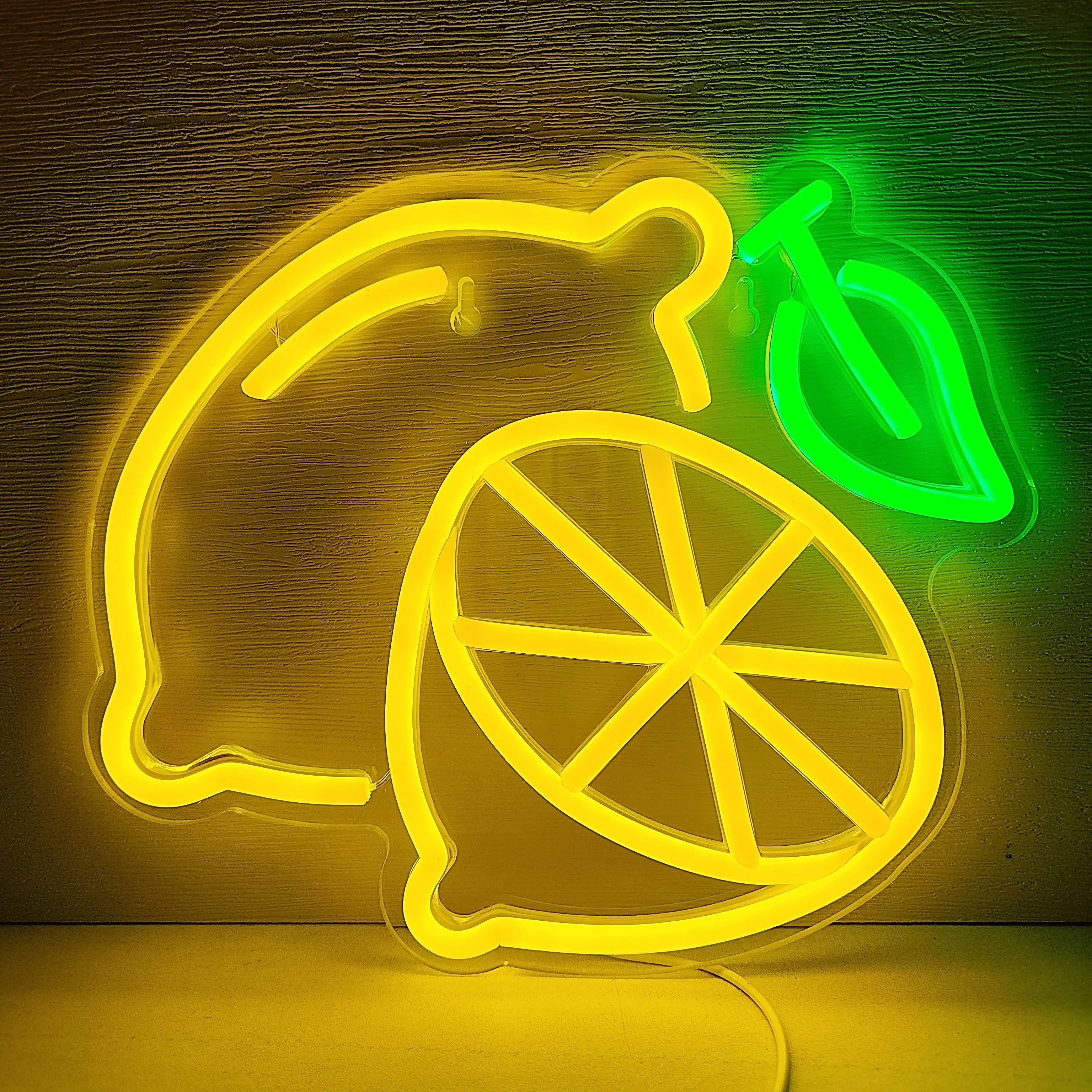 Lemon Neon Sign Wall Hanging Night Light, One Color Fruit Decor for Bedroom, Party, Drink Shop, Bar Room, USB Powered