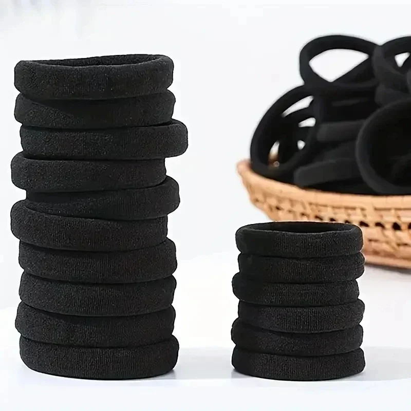 Bandes de caoutchouc élastiques simples pour femmes et filles, cordes à cheveux noires, bande de sauna, chouchous, supports pour queue de cheval