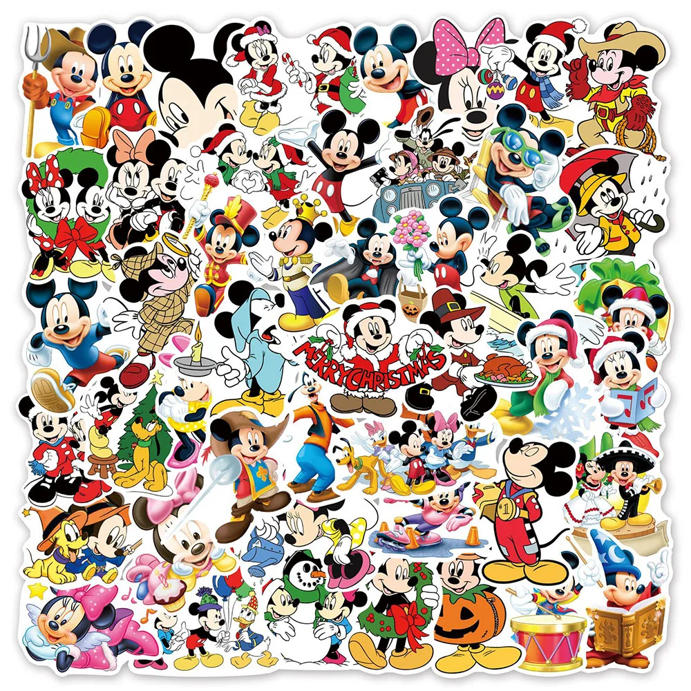 10/30/50pcs Cute Disney Anime Mickey Mouse Stickers Funny Graffiti Kids Sticker Toy DIY Phone Water Bottle Guitar Cartoon Decals