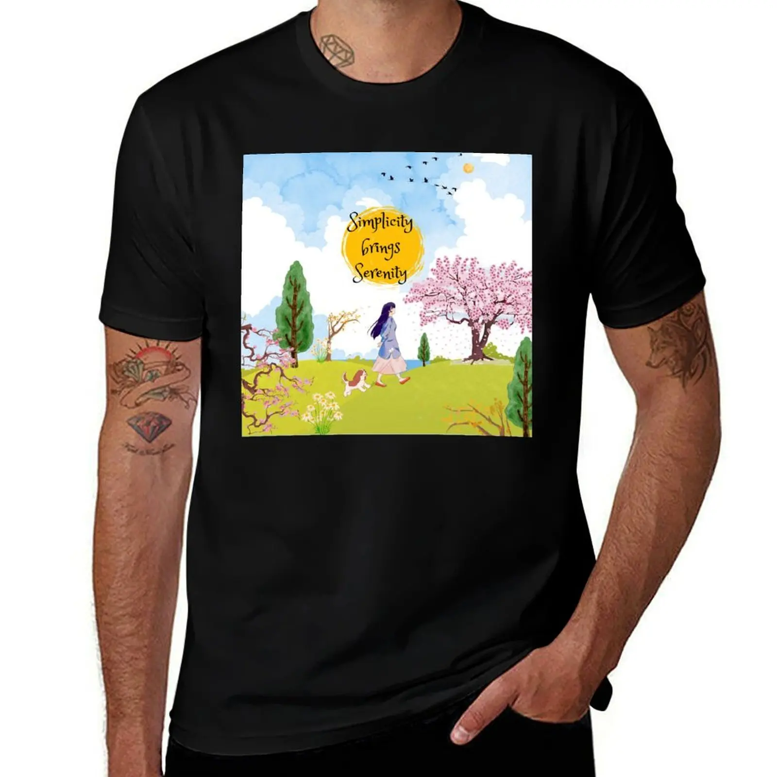 

Simplicity brings serenity T-Shirt anime t shirts animal prinfor boys heavyweights Men's clothing