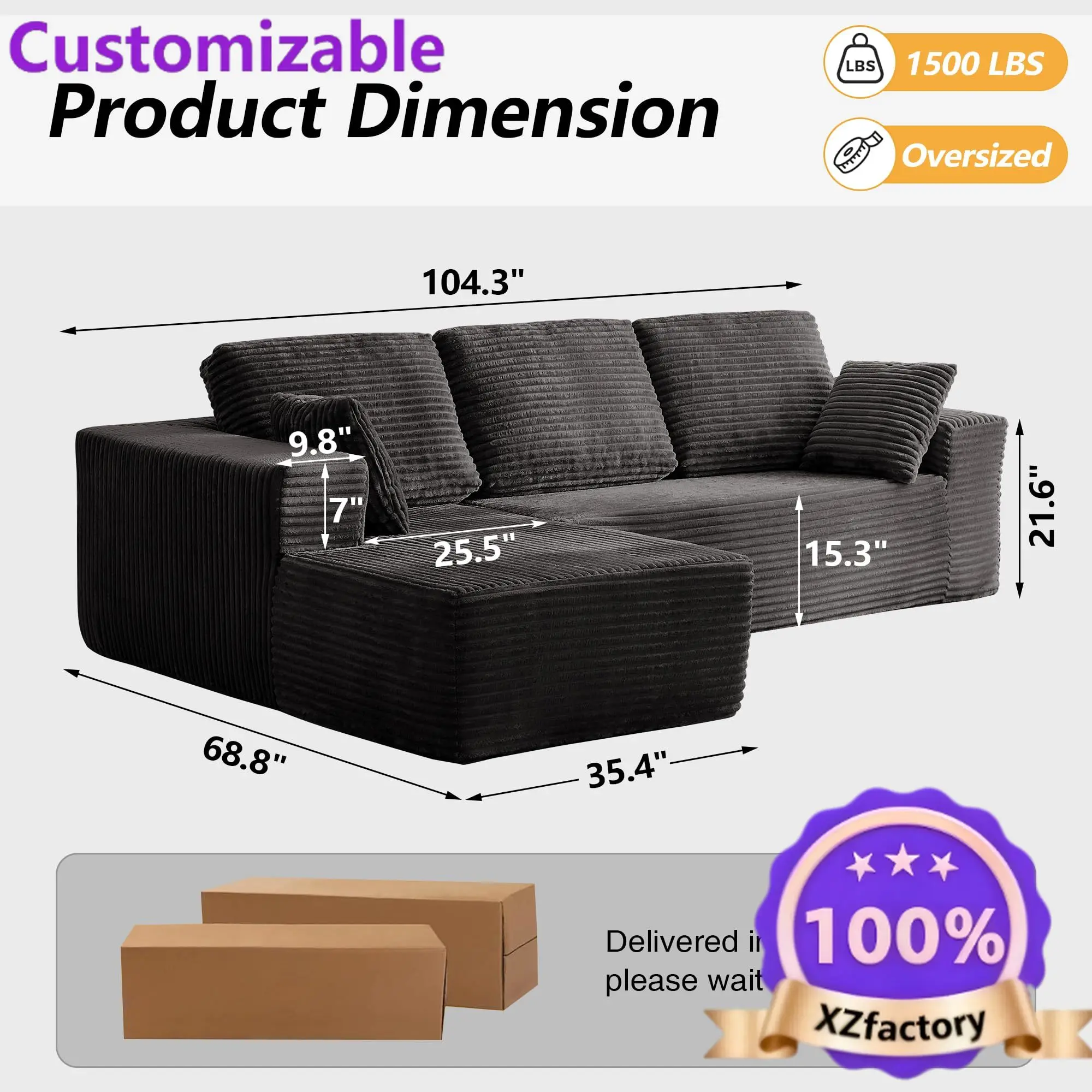 Factory Direct 2026 Vacuum Compression Furniture Set Living Room Modern Sofa Box Packaging Wholesale L Shape Convertible