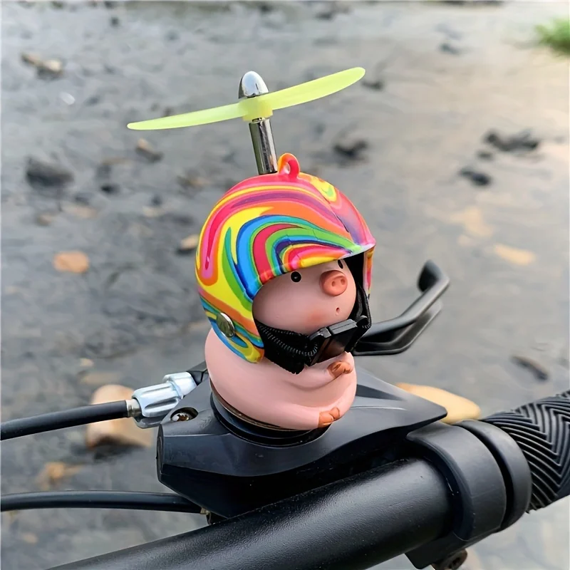 Strap-On Decorations for Electric Vehicles, Cars, and Motorcycles; Bicycle and Mountain Bike Decorations; Cute Piggy Ornaments with Helmets; Strap-On Cute Unicorn Motorcycle Decorations; Creative Hand image 4