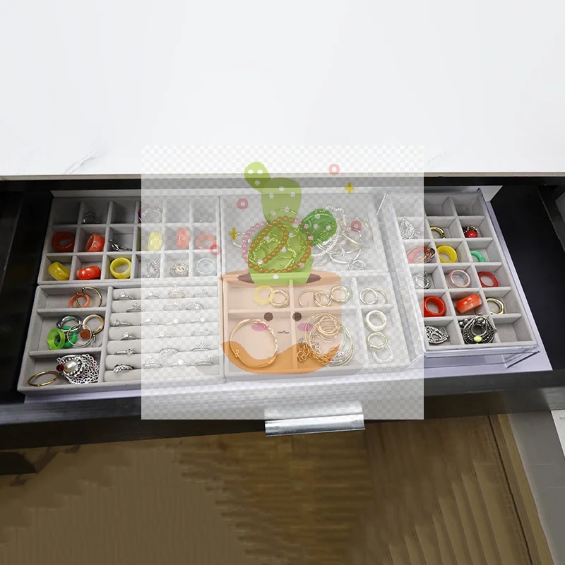 ベルベットジュエリーボックストレイ収納ジュエリーホルダー、指輪、イヤリング、ネックレス、ブレスレットディスプレイボックス、ジュエリー分類ボックス