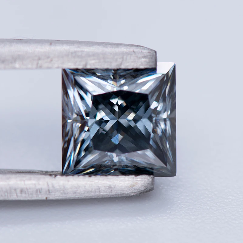 Moissanite Lab Diamond Princess Cut Colored Gray with Certificate Advanced Jewelry Making Materials jewelry for woman