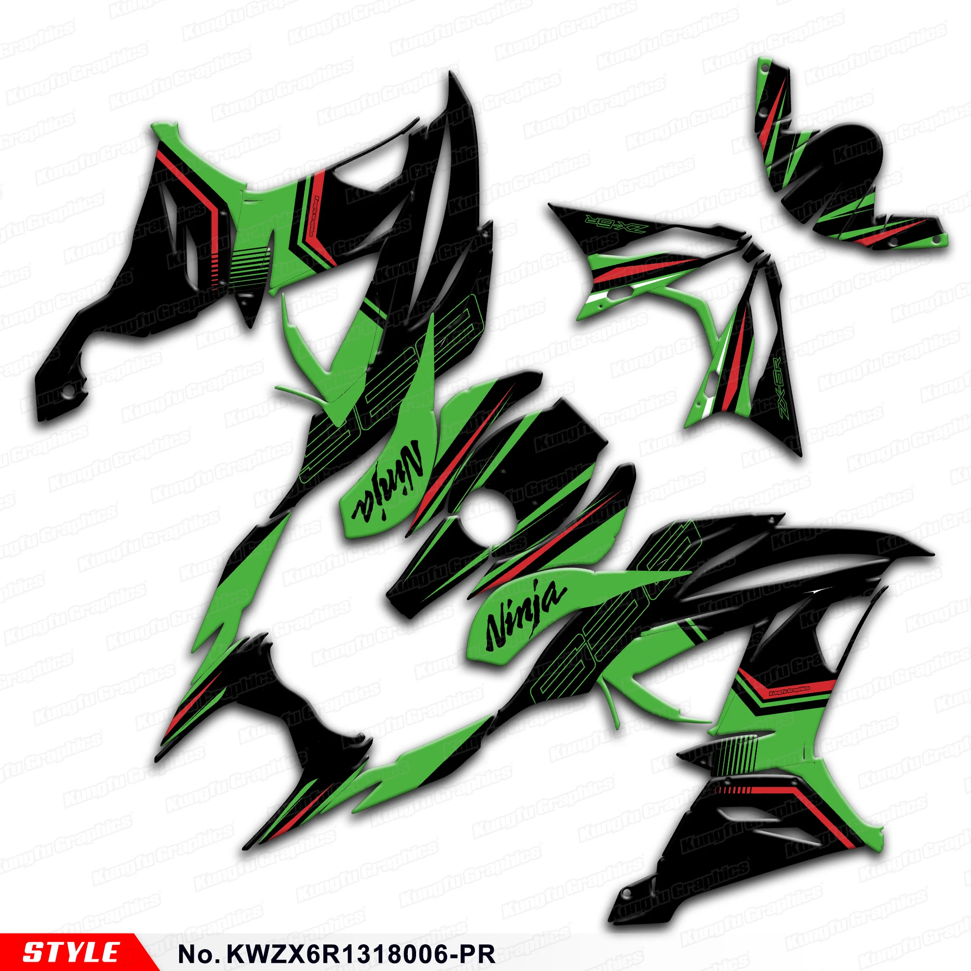 

Personalized Wrap Sticker Graphics for Kawasaki Ninja ZX-6R ZX6R 636 2013 2014 2015 2016 2017 2018, No.KWZX6R1318006-PR