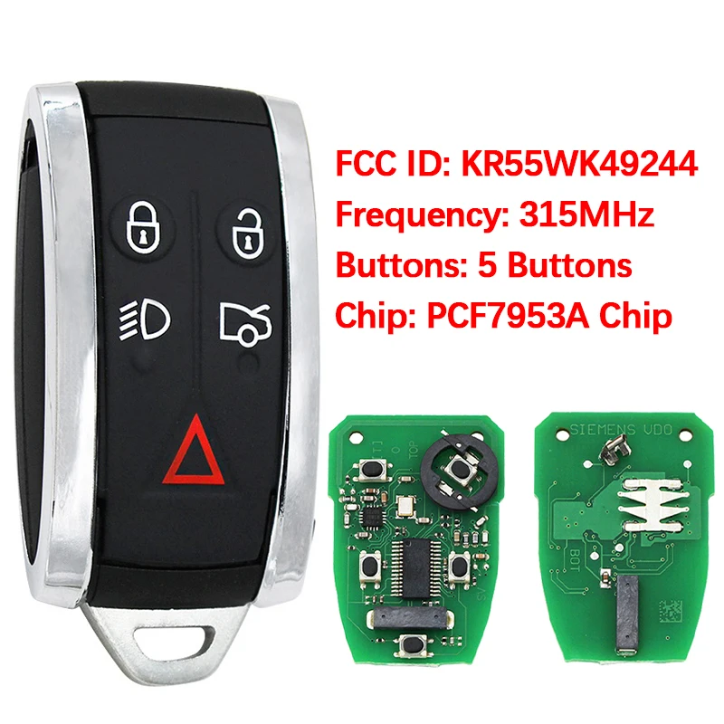 

CN025005 Aftermarket 5 Buttons Smart Remote Key FCC CWTWB1U825 46 Chip 315MHZ Keyless Go For JAGUAR XF XFR XK XKR 2009-2013