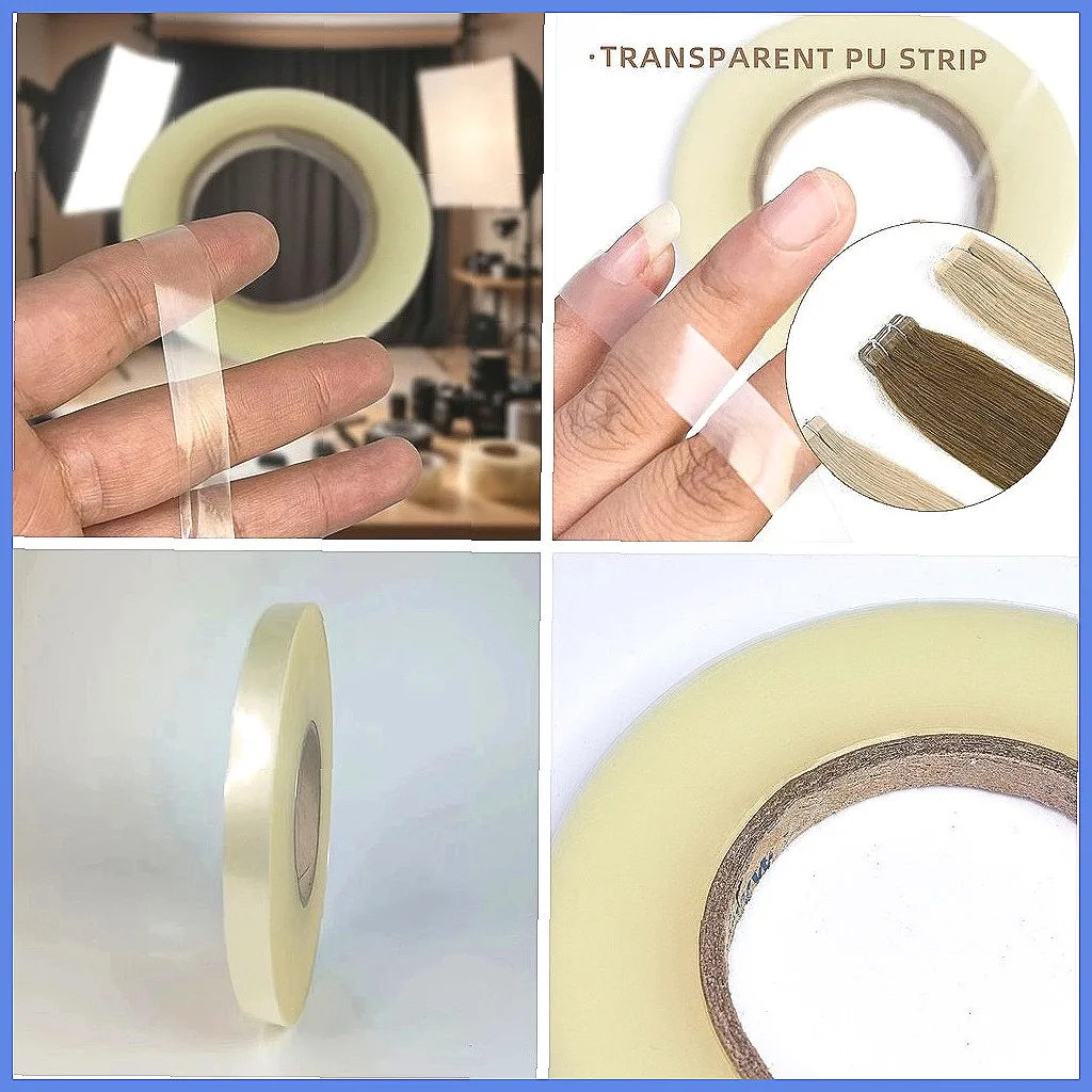 Dünnes Transparentes PU-Band für Haarverlängerungen, 100 Yards Rolle, Unsichtbares Tape-in Weft Herstellungswerkzeug