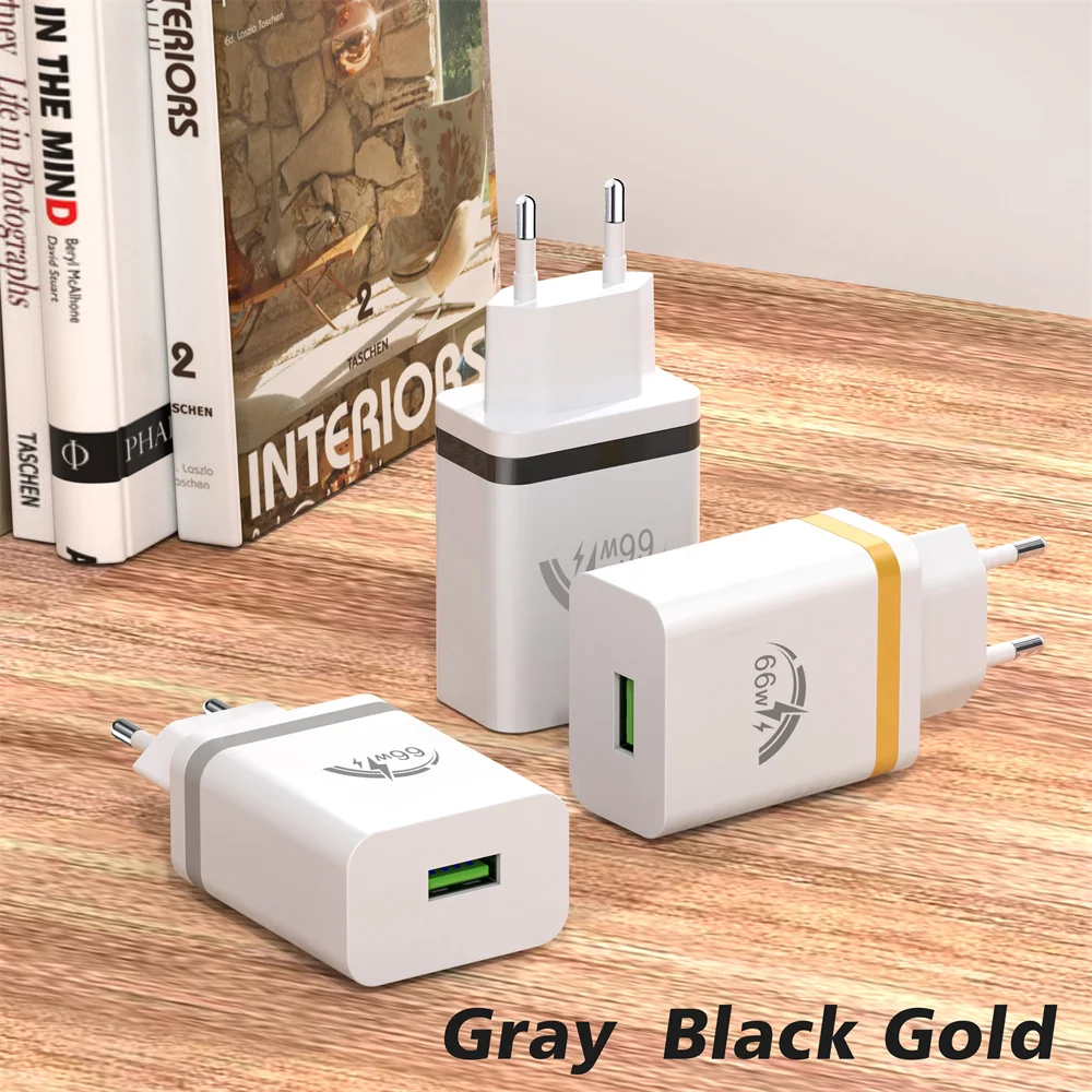 Cargador USB de carga rápida para teléfono móvil, adaptador de corriente para iPhone 15, Samsung, Xiaomi, enchufe europeo y estadounidense, 66W, 3,0