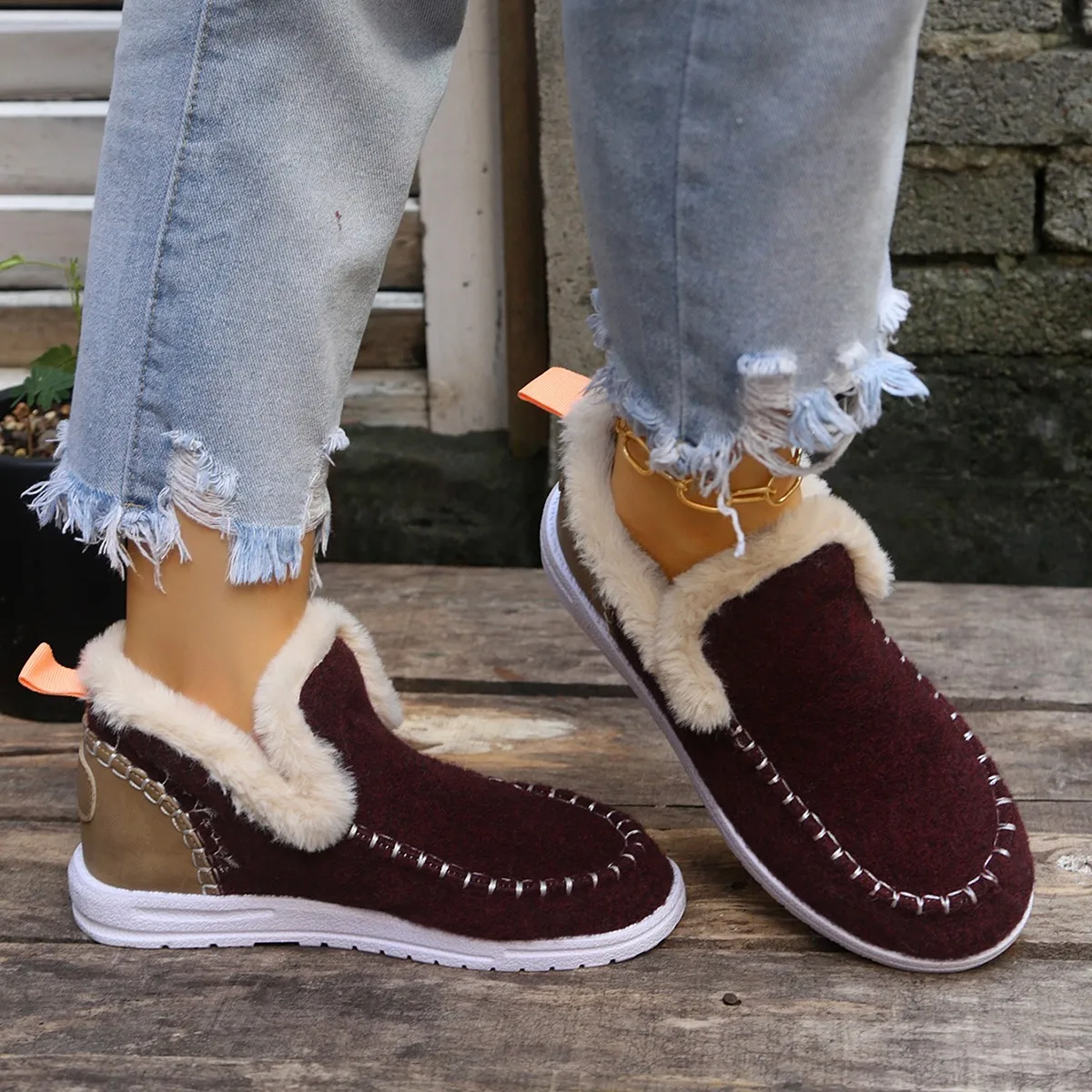 Snow Boots Ankle Women Comfortable Furry Boots Fashion Plus Size Flat Shoes Leisure Offer Barefoot