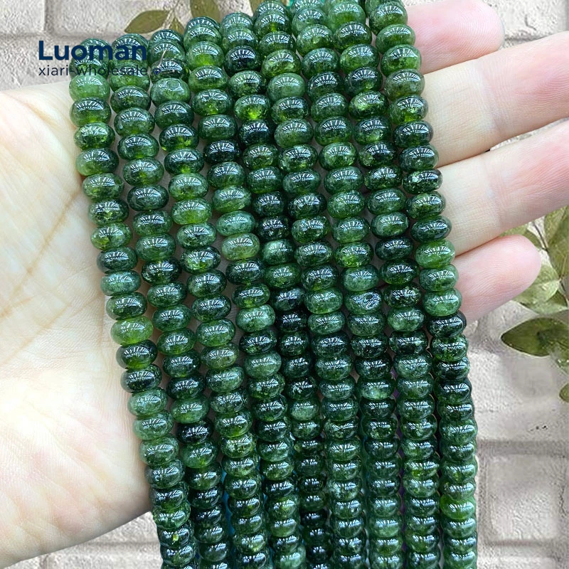 Wholesale Natural Stone Rondelle 5x8MM Diopside Green Chalcedony Spacer Beads for Jewelry Make Diy Bracelets Charms Accessories