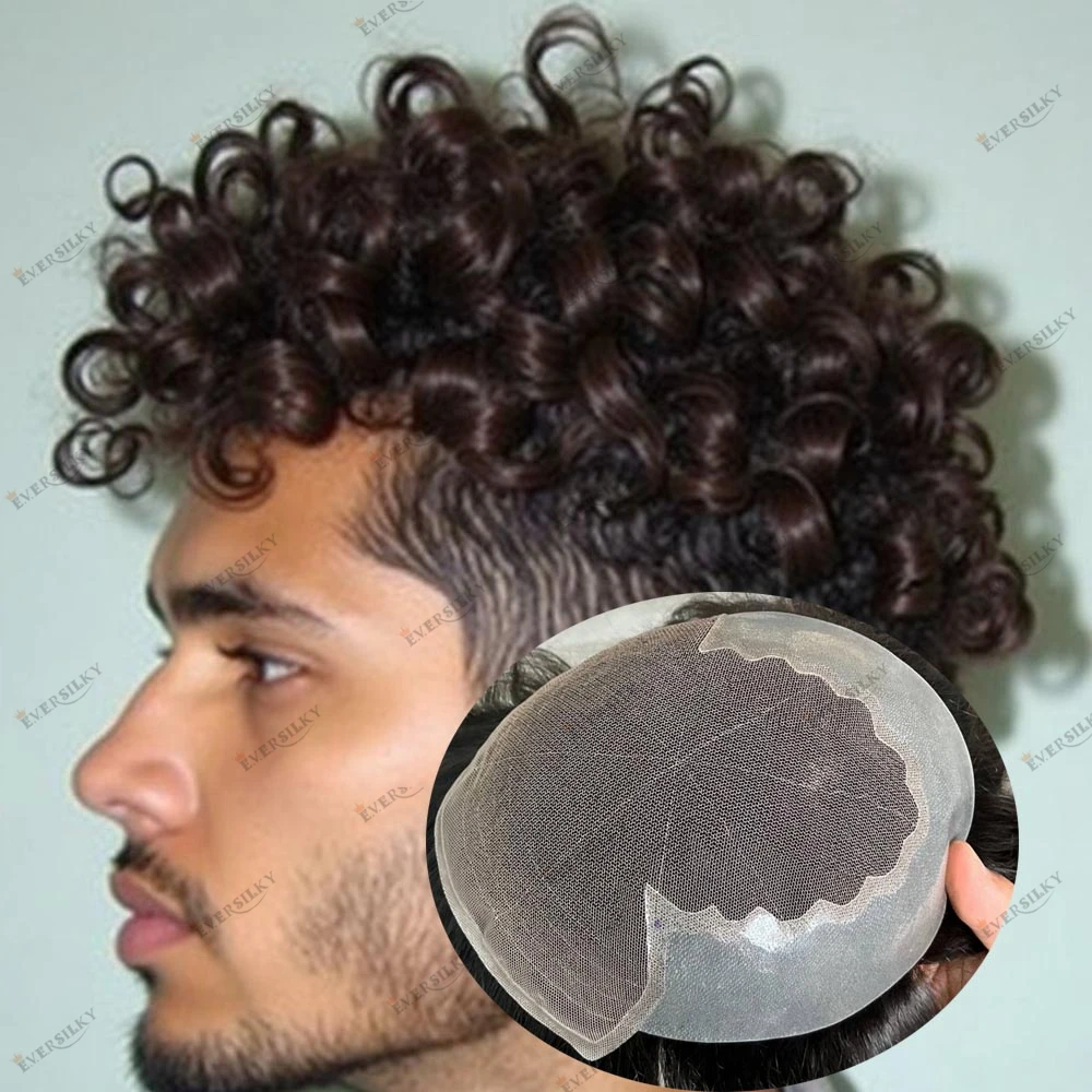 

Мужской парик Afro из 100% натуральных волос, 15 мм, кудрявый, с кружевной и полиуретановой основой, недорогой, Q6, с естественной линией роста волос, отбеленные узлы, 18 мм, кудри, капиллярный протез