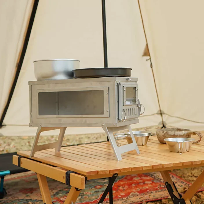 Multifunctional Outdoor Wood Stove for Camping & Hiking Easy-to-Fold & Carry Tent Stove Heating