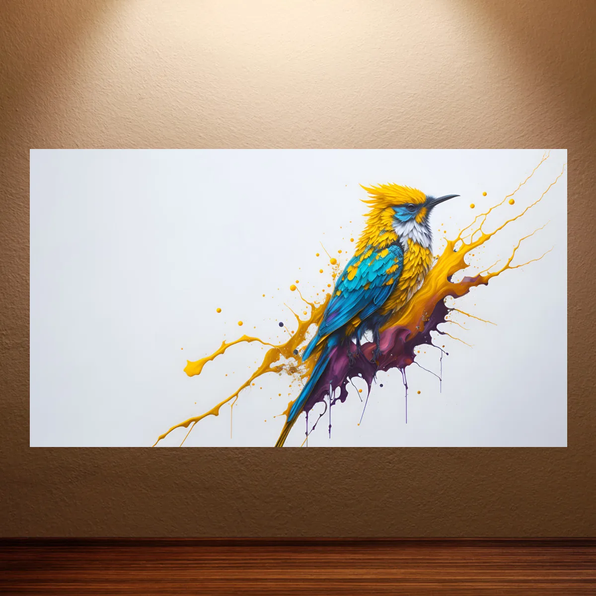 Splatter Art Colorful Bird Canvas Wall Art  Abstract Animal Modern Art Home Decor for Living Room Unique Creative Wall Decor