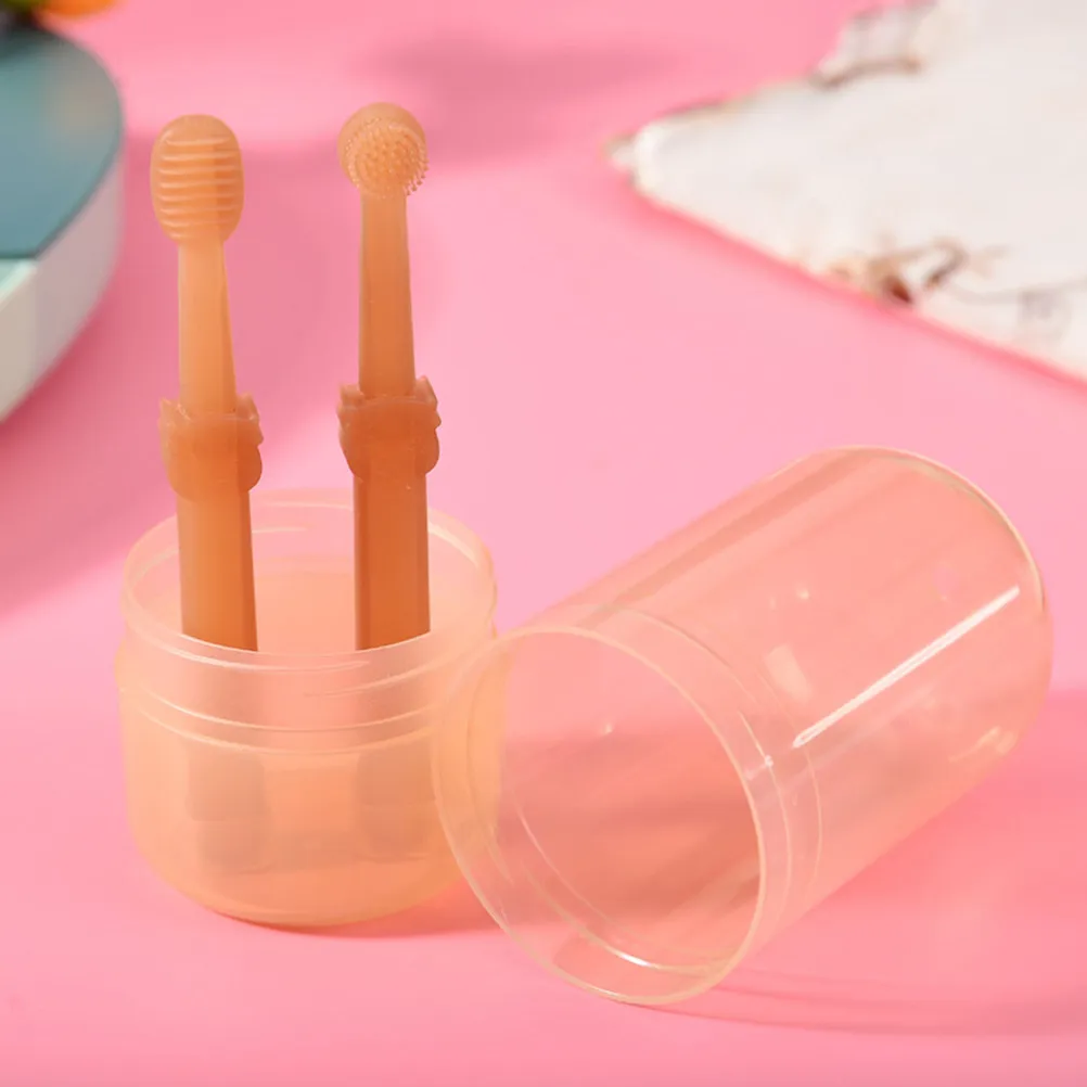 2Pcs Baby Toothbrush Soft Silicone Infant Oral Cleaner Set Newborn Toddler Teeth Cleaning Kit Baby Toothbrush Set