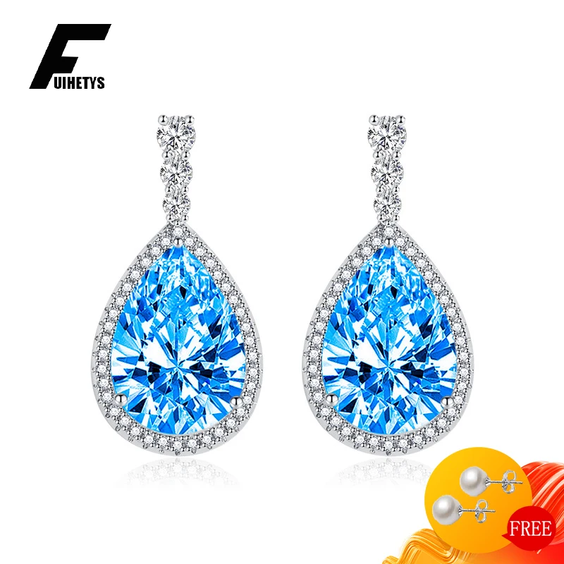 

Elegant Water Drop Shape Earrings 925 Silver Jewelry with Zircon Gemstone Ear Accessories for Women Wedding Party Gift Wholesale